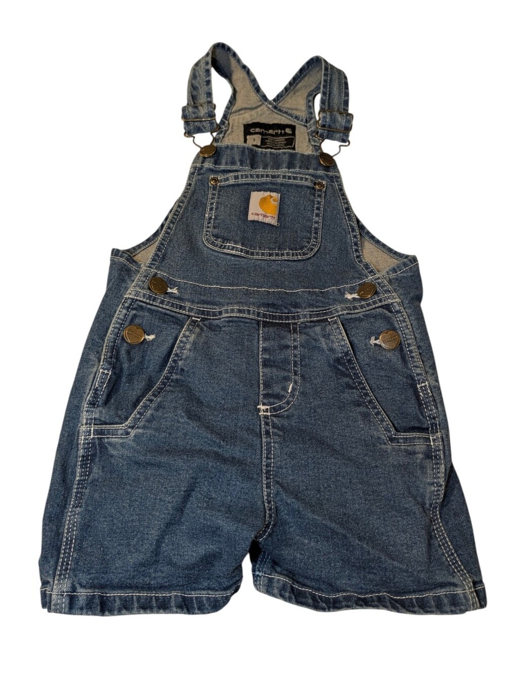 Carhartt Rugged Flex Denim Shortalls with Bib Pocket Size 5 - Picture 2 of 9